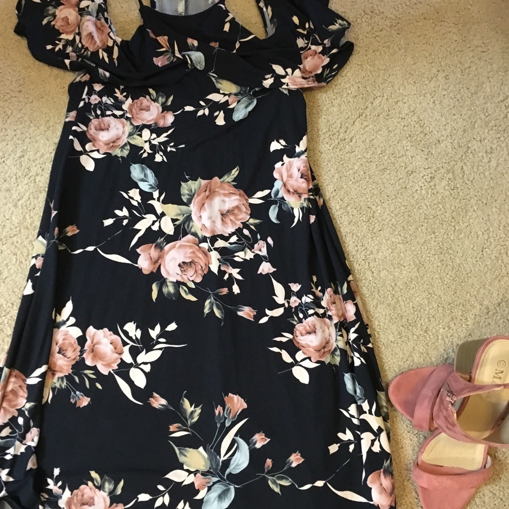 Cold shoulder floral dress